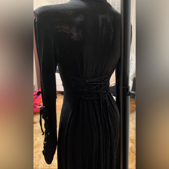 Jezebel Black Dress- Size Small Ad. Long sleeves- laces up arms & Back. Unique! - Picture 6 of 7